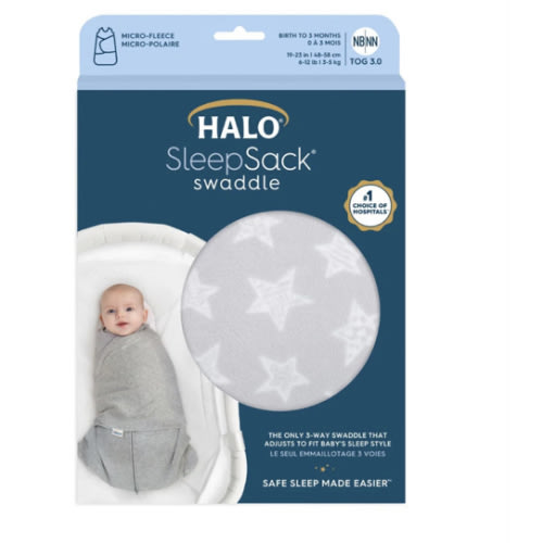 Gray Stars Newborn Micro-Fleece Swaddle | HALO