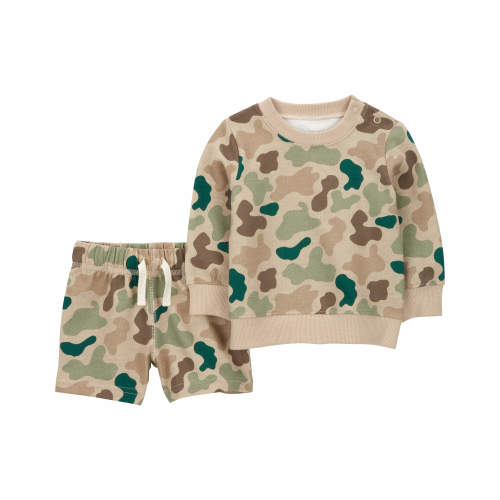 Baby 2-Piece Camo Sweatshirt & Short Set - Style,Brown