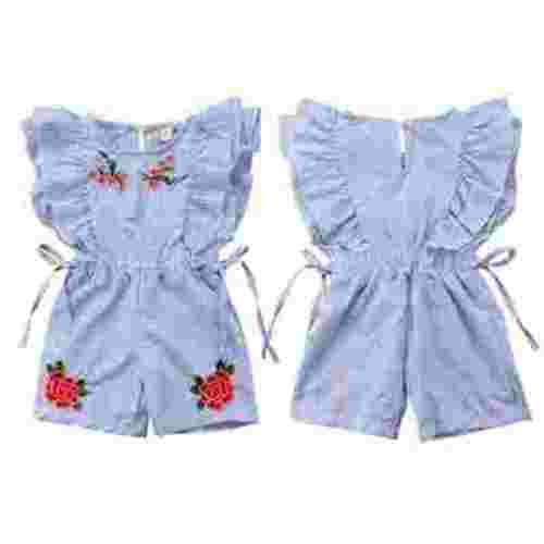 Newborn Kids Baby Girl Flower Stripe Ruffle Sleeveless Romper Embroidery Jumpsuit Outfits Clothes Summer(6-12Months)