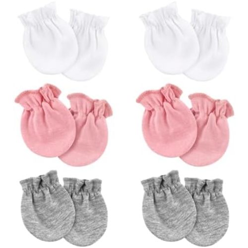 6 Pairs Newborn Baby Mittens No Scratch Elastic Wrist Gloves Soft Infant Baby Mittens for Newborn Baby Boy Girl