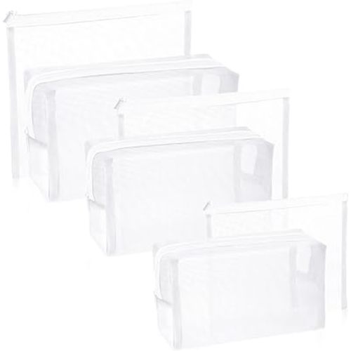 6 Pieces Mesh Makeup Bags Mesh Cosmetic Bag Portable Travel Organizing Zipper Pouch Toiletries Makeup Pouches for Home Office Travel Accessories