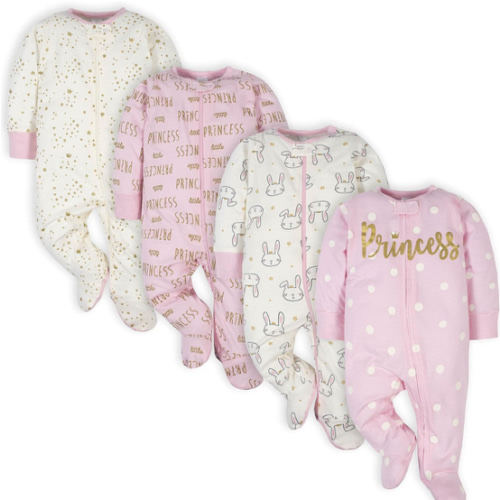 Gerber Baby Girls 4 Pack Sleep 'N Play Footie