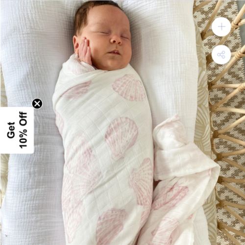 Organic Bamboo Cotton Swaddle (Sea Shells)