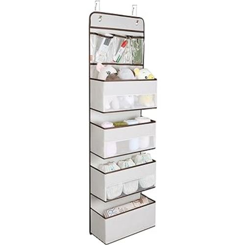 Amazon.com: Univivi Door Hanging Organizer Nursery Closet Cabinet Baby Storage with 4 Large Pockets and 3 Small PVC Pockets for Cosmetics, Toys and Sundries (Grey) : Baby