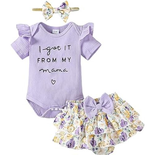 Mioglrie Newborn Infant Baby Girl Clothes Romper Shorts Set Floral Summer Outfits Cute Baby Clothes Girl