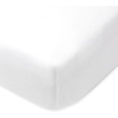 HonestBaby Fitted Crib Sheets Fits Standard Mattress Bassinet, Mini Prints 100% Organic Cotton Baby Boys, Girls, Unisex, Bright White Fitted Crib Sheet, One Size