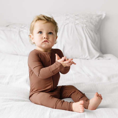Caramel Ribbed Bamboo Viscose Zippy