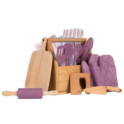 WeeSprout Little Chef Kids Cooking & Baking Set, 14 Piece Cooking Set, Choice of Colors