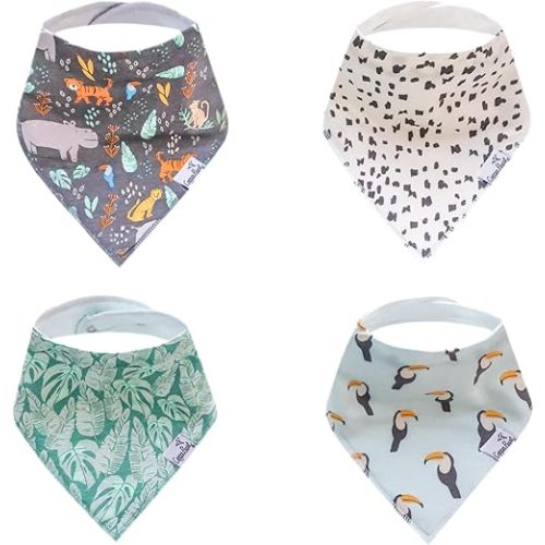 Copper Pearl Baby Bandana Bibs - 4 Pack Soft Cotton Bibs for Drooling & Teething, Absorbent, Adjustable Fit, Many Styles