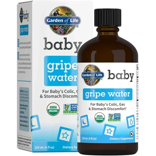 Garden of Life Baby Gripe Water for Baby's Colic, Gas & Stomach Discomfort, Organic Herbal Remedy for Newborns and Infants, Chamomile, Lemon Balm, Ginger, Vegan & Non-GMO, 4 Fl Oz