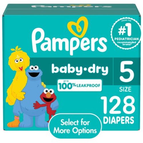 Pampers Baby Dry Diapers Size 5, 128 Count (Select for More Options)