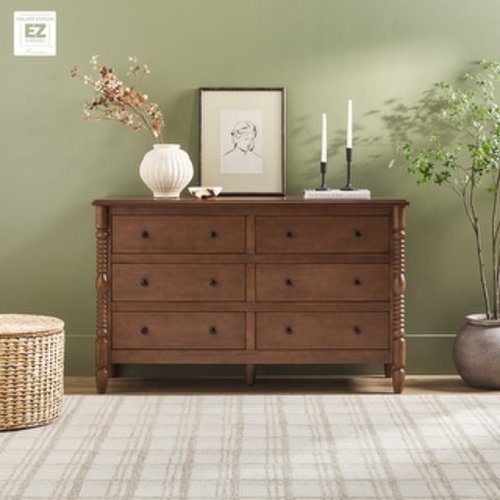 Walker Edison Easy Assembly 6-Drawer Dresser with Wood-Turning Details
