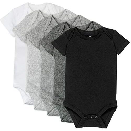 HonestBaby 5-pack Short Sleeve Bodysuits One-piece 100% Organic Cotton for Infant Baby Boys
