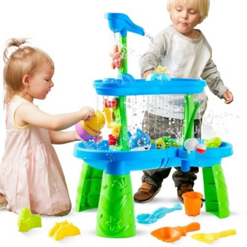 Syncfun Play-Act Water Table for Toddlers, 3-Tier Water Sand Table Outdoor Play Toys for Kids Ages 2 3 4, for Summer Beach Backyard Activities,
