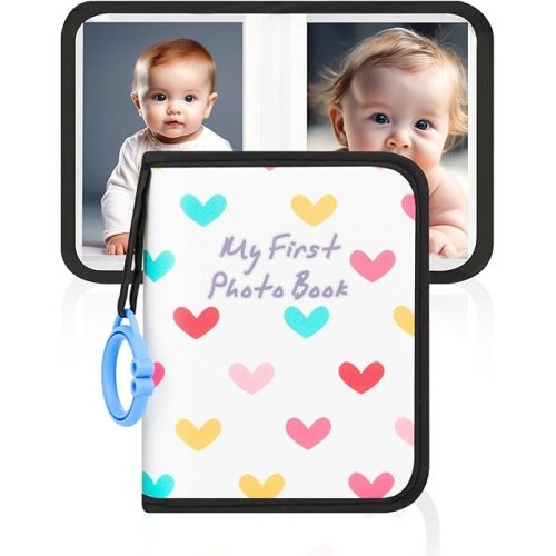Baby Photo Book Holds 21 4x6 Photos, My First Photo Book for Baby or Toddlers, Love" Baby Photo Album Soft Cloth Family Book, Cute Book Gift for Babies Shower Newborns Family Photos (Black)
