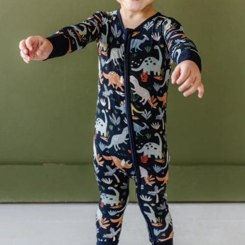 Navy Jurassic Jungle Zippy - Little Sleepies 0-3 Months