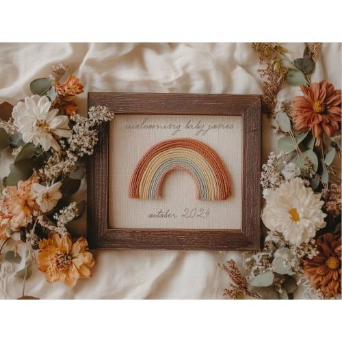 Boho Rainbow Baby Pregnancy Announcement Digital, Simple Boho Minimalist Baby Announcement Gender Neutral, Editable Social Media Template