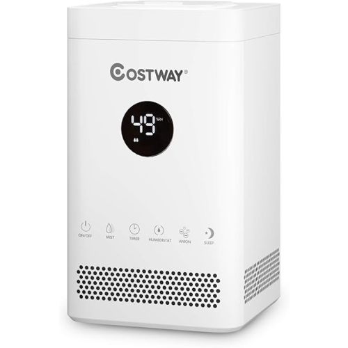 COSTWAY Small Humidifiers for Bedroom, 3.5L Top Fill Cool Mist Humidifier with 3-Level Mist, Sleep Mode, 12H Timer, Quiet Anion Humidifier w/Humidity & Water Shortage Sensor