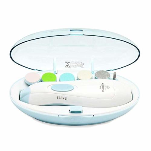 Little Martin’s Drawer Baby Nail Trimmer File with Light - Safe Electric Nail Clippers Kit for Newborn Infant Toddler Kids Toes and Fingernails - Care, Polish and Trim - Battery Operated (AA) - White