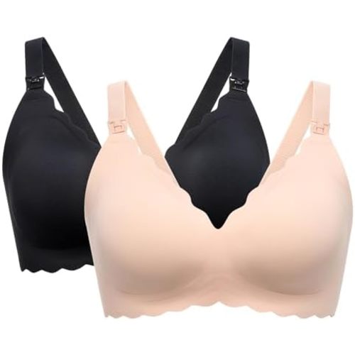 Momcozy Nursing Bras for Breastfeeding, Seamless Pregnancy Maternity Bra Wireless Classic Jelly Strip Support Nursing Bra