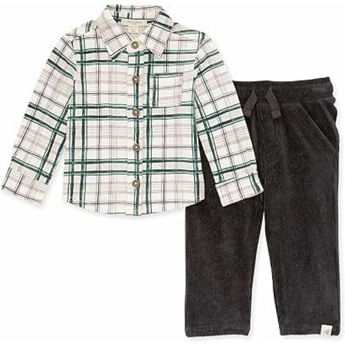 Burt's Bees Baby baby-boys Shirt and Pant Set, Top & Bottom Outfit Bundle, 100% Organic Cotton