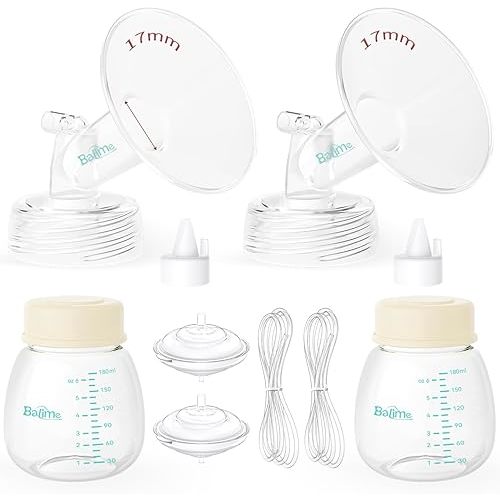 Breast Pump Parts Compatible with Spectra S1/S2/9 Plus, Not Original Accessories, Full Set Replacements Include 17mm Flanges, Valves, Backflow Protectors (Duckbills Included), Tubings and Bottles