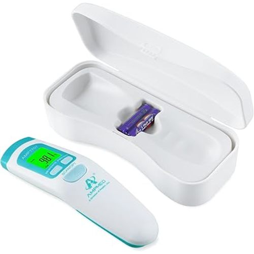 Amplim Non-Contact Digital Temporal Thermometer for Kids & Adults - No-Touch, Touchless - Premium Storage Case