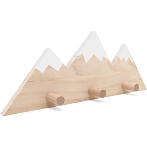 Huray Rayho Mountain Peak Wall Hook Wooden Snowy Mountain Kids Nursery Decor Woodland Adventure Entrance Coat Towel Hook Scandinavian Rustic Hanging Decors Housewarming Newborn Baby Shower Gifts