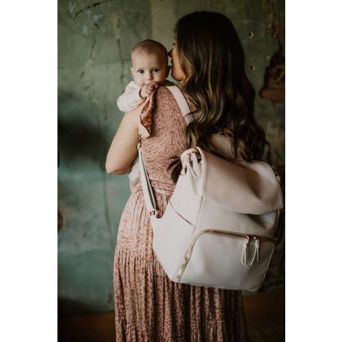 Mom Diaper Bag with Wet Dry Bag and Hooks Vegan Leather Backpack Working Mom Bag