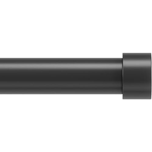 Umbra Cappa 1” Adjustable Curtain Rod for Windows – 36 to 66” Drapery Rod, Brushed Black