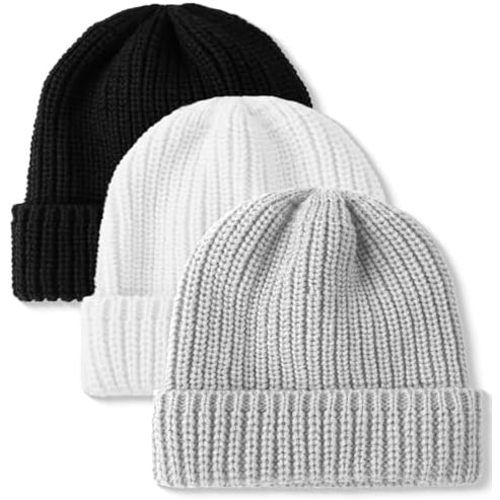 Glooarm 3 Pack Baby Beanie Knit Toddler Beanie Hat Hip-Hop Baby Acrylic Bonnet Infant Cozy Hat for Boys Girls, 0-5 Years