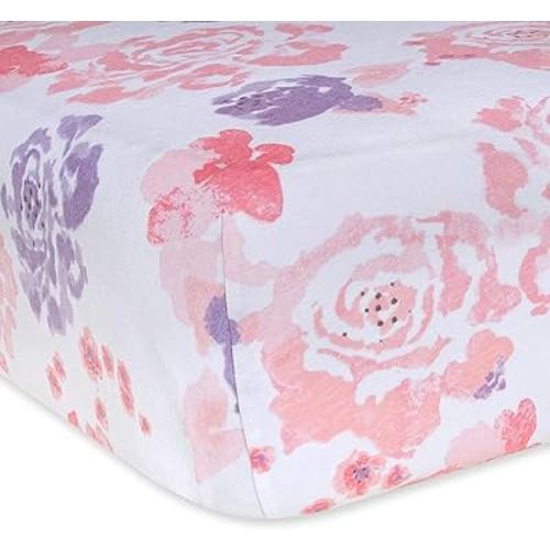 Burts Bees Baby Print Fitted Crib Sheet Organic Cotton BEESNUG - Spring Roses Floral Prints, Fits Unisex Standard Bed and Toddler Mattress, Infant Essentials, 28 x 52 x 5.5 Inch 1-Pack