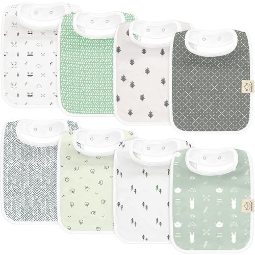 KeaBabies 8-Pack Organic Baby Bibs for Boys, Girls - Super Absorbent Cotton Drool Bibs for Baby Girl & Boy, Teething Toddler, Drooling Newborn, Ultra Soft & Machine Washable (Nordic)