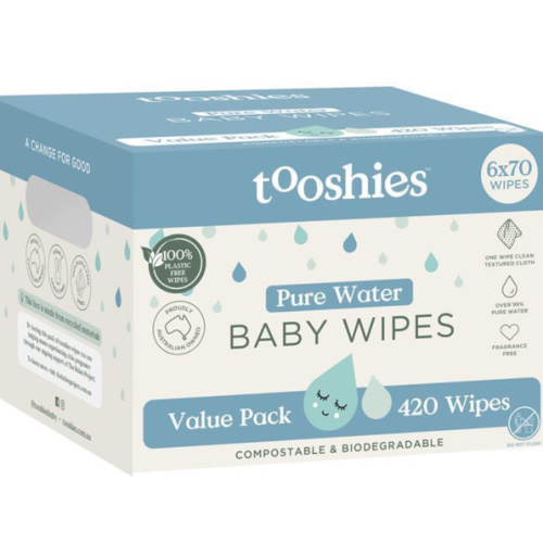 Buy Tooshies Baby Wipes Pure Water 6 x 70 Pack Online at Chemist Warehouse®
