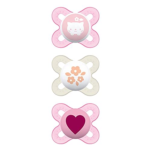 MAM Start Newborn Pacifiers Value Pack, Newborn Baby Girl Pacifiers, Best Pacifier for Breastfed Babies, 3 Count (Pack of 1)