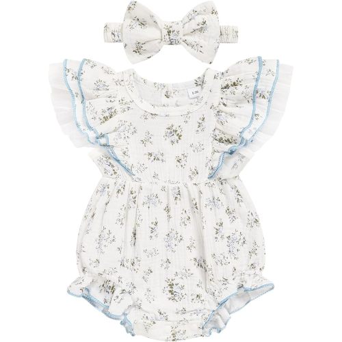 TITKKOP Ruffle Bubble Romper for Baby Girl | One-Piece Shorts Jumpsuit | Summer Outfit & Dress for Infants 0-18M