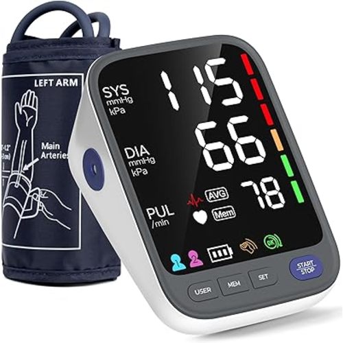 Upper Arm Electronic Blood Pressure Monitor, Medical Blood Pressure Monitors, Super Large 6.4” LED Display | Heart Rate Monitor | 2 * 120 Sets Memory