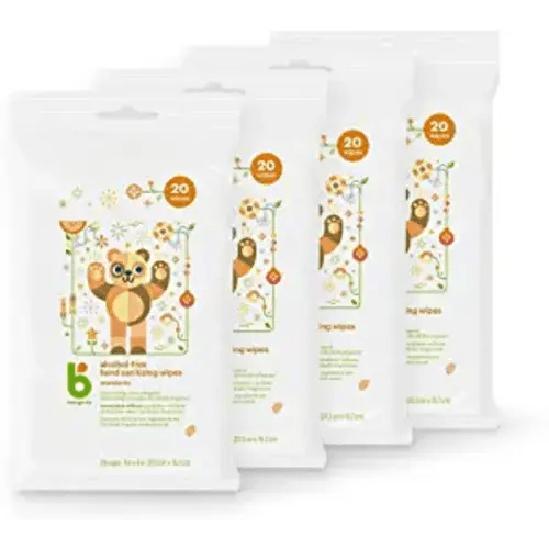Babyganics Alcohol-Free Hand Sanitizing Wipes, Mandarin, Kills 99.9% of Common Bacteria, Moisturizing, 80 ct (20 count, 4 pack), Packaging May Vary