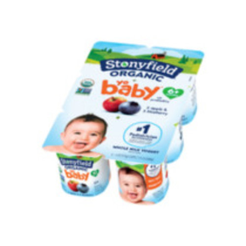 Stonyfield Organic YoBaby Whole Milk Baby Yogurt Cups, Apple & Blueberry, 6 Ct