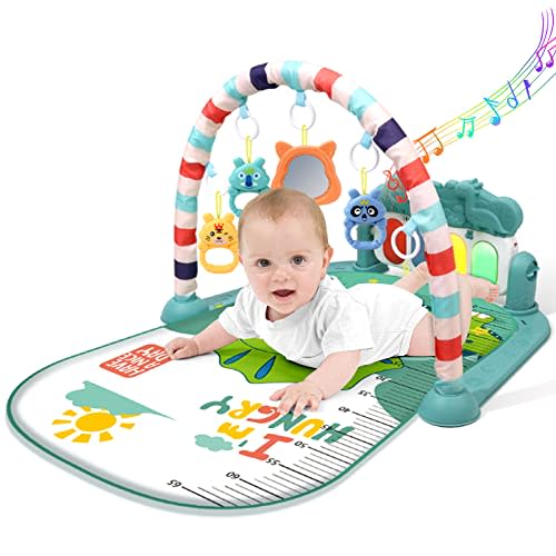 BOMPOW Baby Play Mat Gym, Play Piano Activity Mat with Music and Lights, Piano Gym, Early Development Baby Gift for Babies Newborn