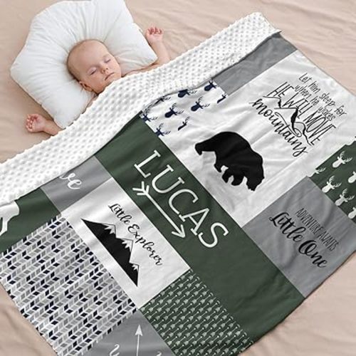 Woodland Personalized Baby Blanket - Personalized Baby Blankets for Girls-Custom Baby Blankets for Boys - Woodland Nursery Décor - Baby