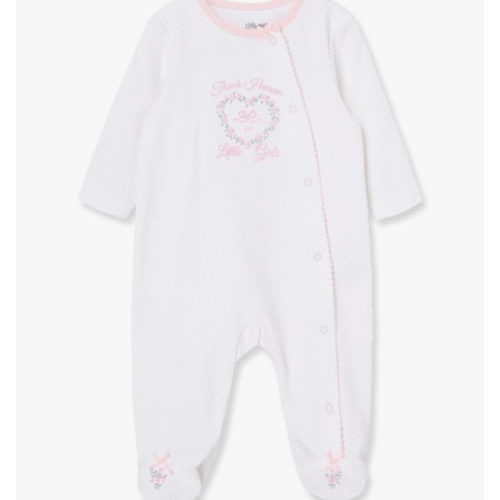 Little Me Clothes for Baby Girls' 100% Cotton Scratch-Free Tag Footie Sleeper, Preemie to 9 Months