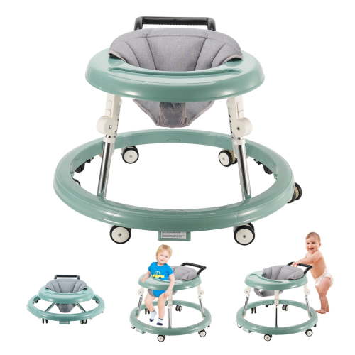 Portable Baby Walker, 5-Gear Adjustable, Anti-Fall, Walk & Play Activity Center, 6-26 Months