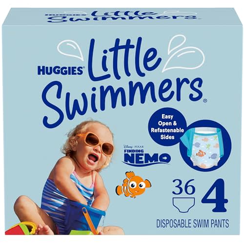 Huggies Little Swimmers Disposable Swim Diapers, Size 4 - Medium (22-37 lbs), 36 Ct (2 packs of 18), Packaging May Vary