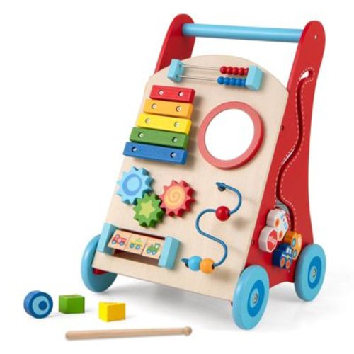 Safstar Wooden Baby Walker Baby Push Walker With Handle Storage & Wheels Walker Toy
