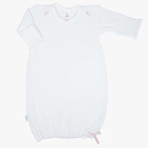 Paty Knit Overlap Shoulder Gown (with Rosettes) #115R