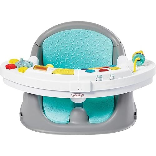 Infantino Music & Lights 3-in-1 Discovery Seat and Booster - Convertible, Infant Activity and Feeding Seat with Electronic Piano for Sensory Exploration, for Babies and Toddlers, Teal
