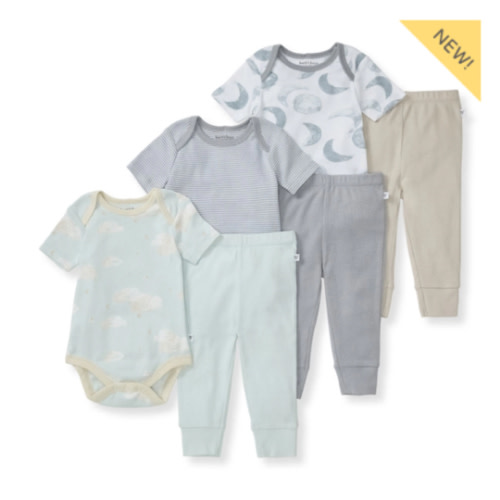 Hello Moon Organic Short Sleeve Bodysuit and Pant Set 3 Pack
