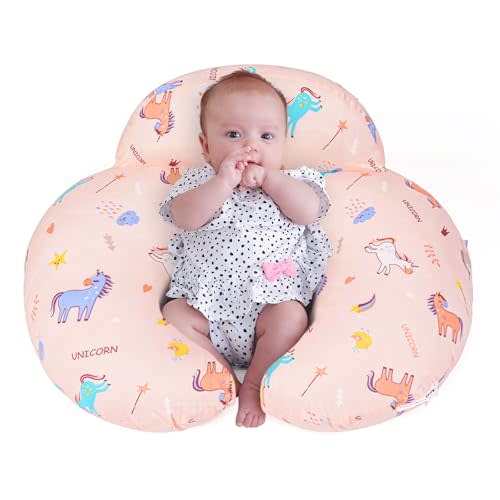 AMASKY Nursing Pillow, Breastfeeding Pillows, with Removable Pillow Cover, Ergonomic Nursing Essentials for Bottle Feeding, Machine Washable, Pink