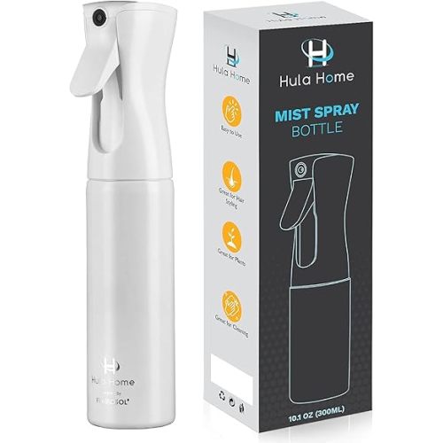 Hula Home Spray Bottle (10.1oz/300ml) - Powered by Flairosol® Spray Technology - Continuous Ultra Fine Mist Sprayer - All White